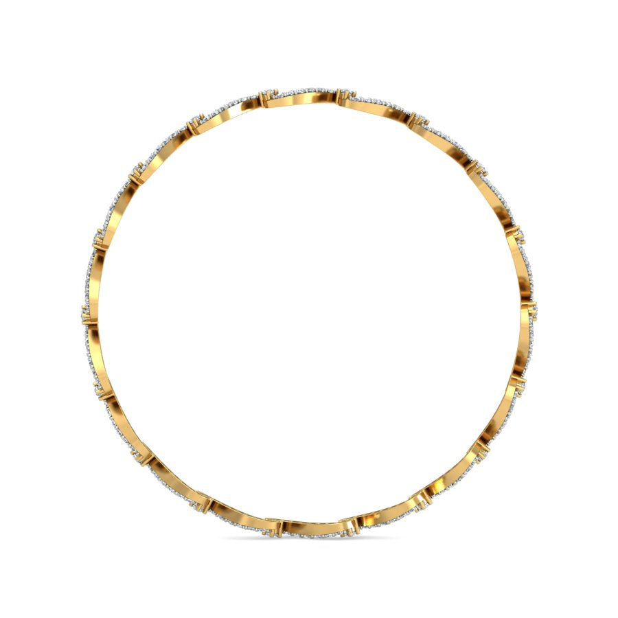 1.3Ct Natural Diamond Bangle in Yellow Gold | SolitaireKart